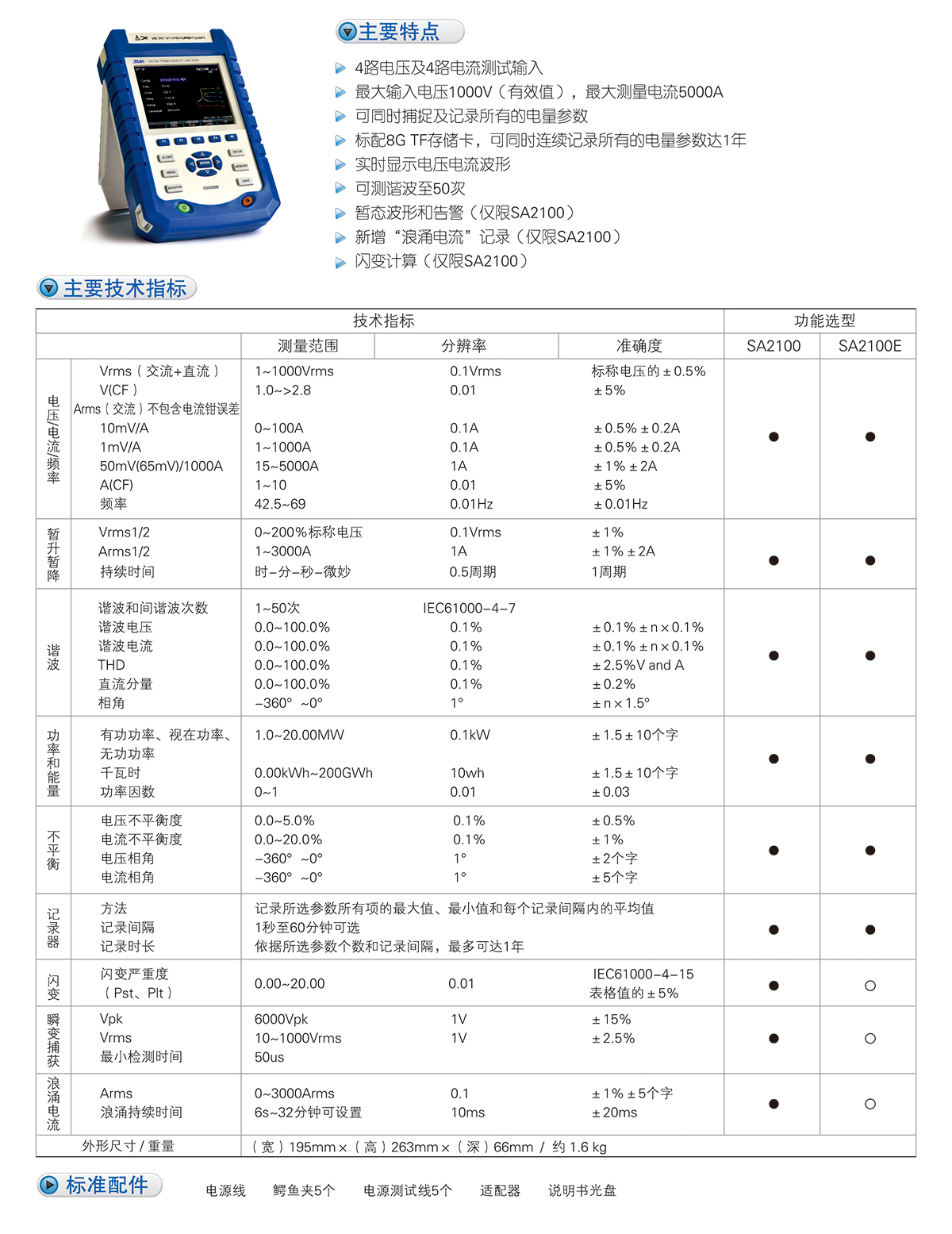 數英SA2100/2100E電能質量分析儀(圖1)